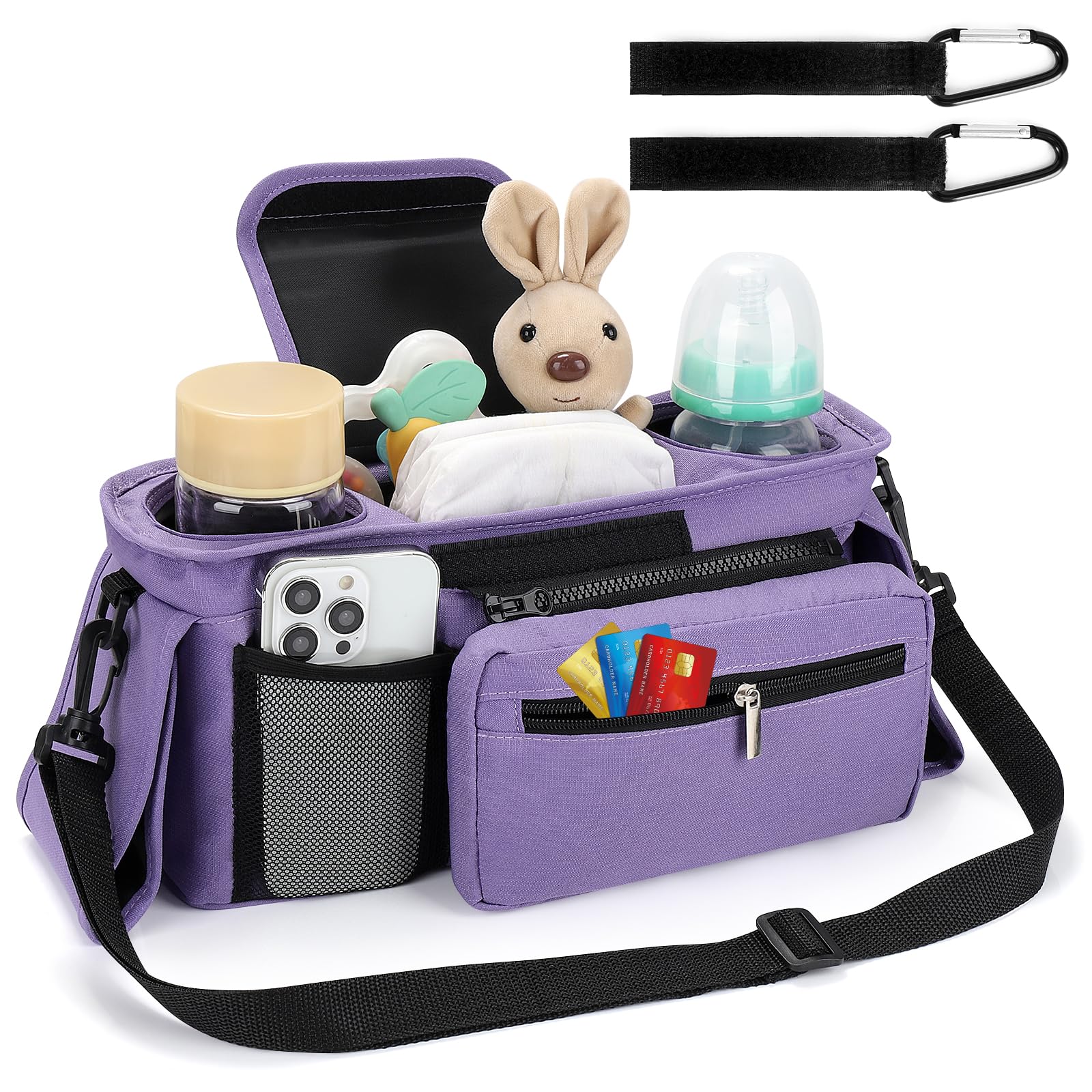 Accmor stroller organizer with detachable phone bag for quick access on outings