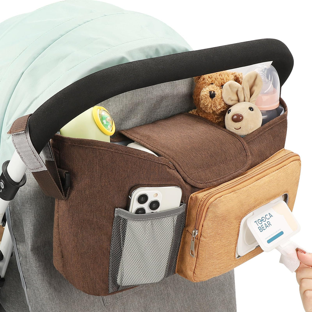 Accmor universal stroller organizer can be hung or carried for versatility.