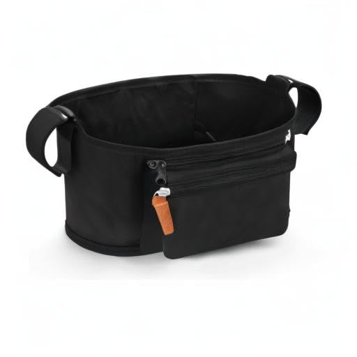 Accmor stroller organizer securely attached on a stroller for easy use.