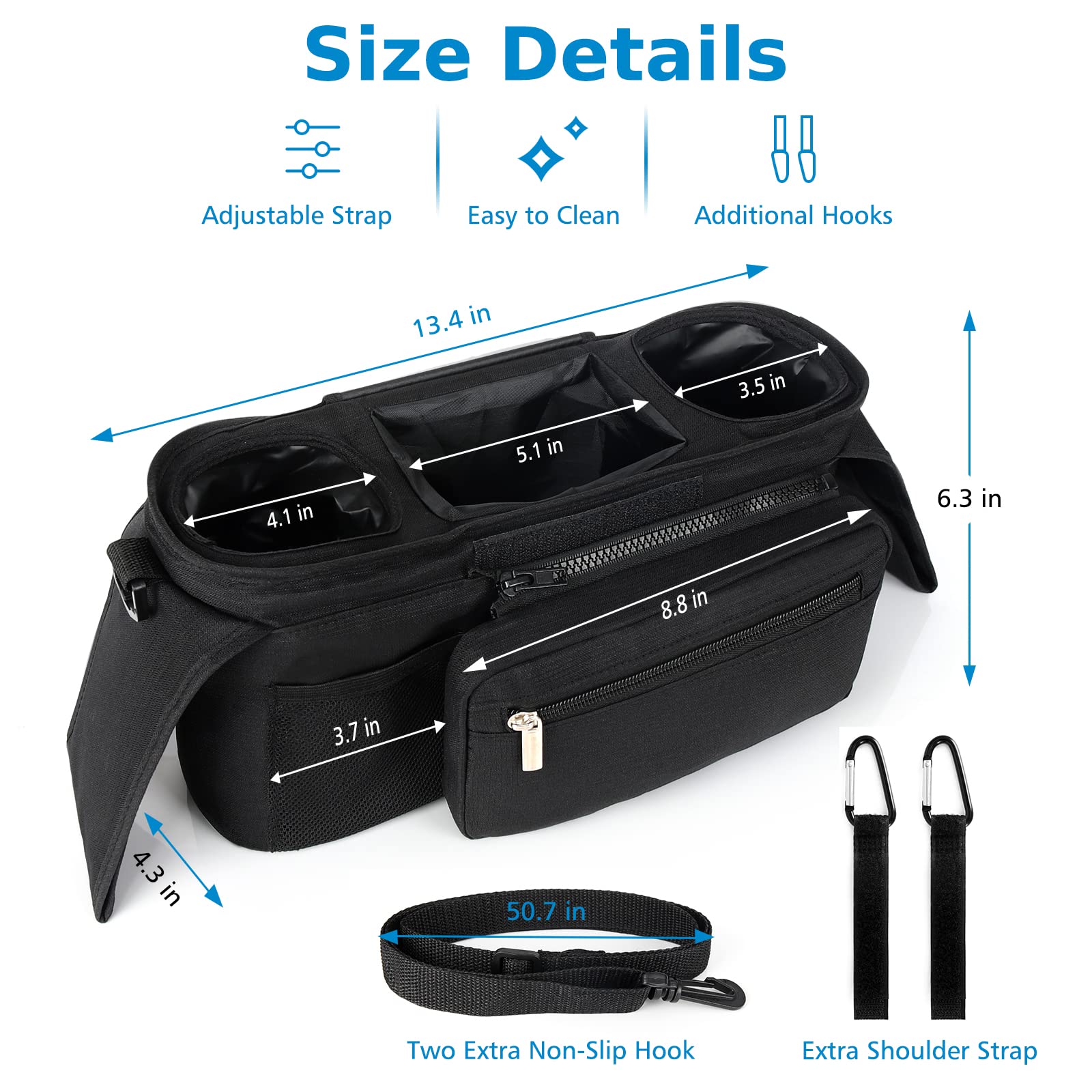 Accmor on-the-go use: hang on stroller or carry as a small bag.