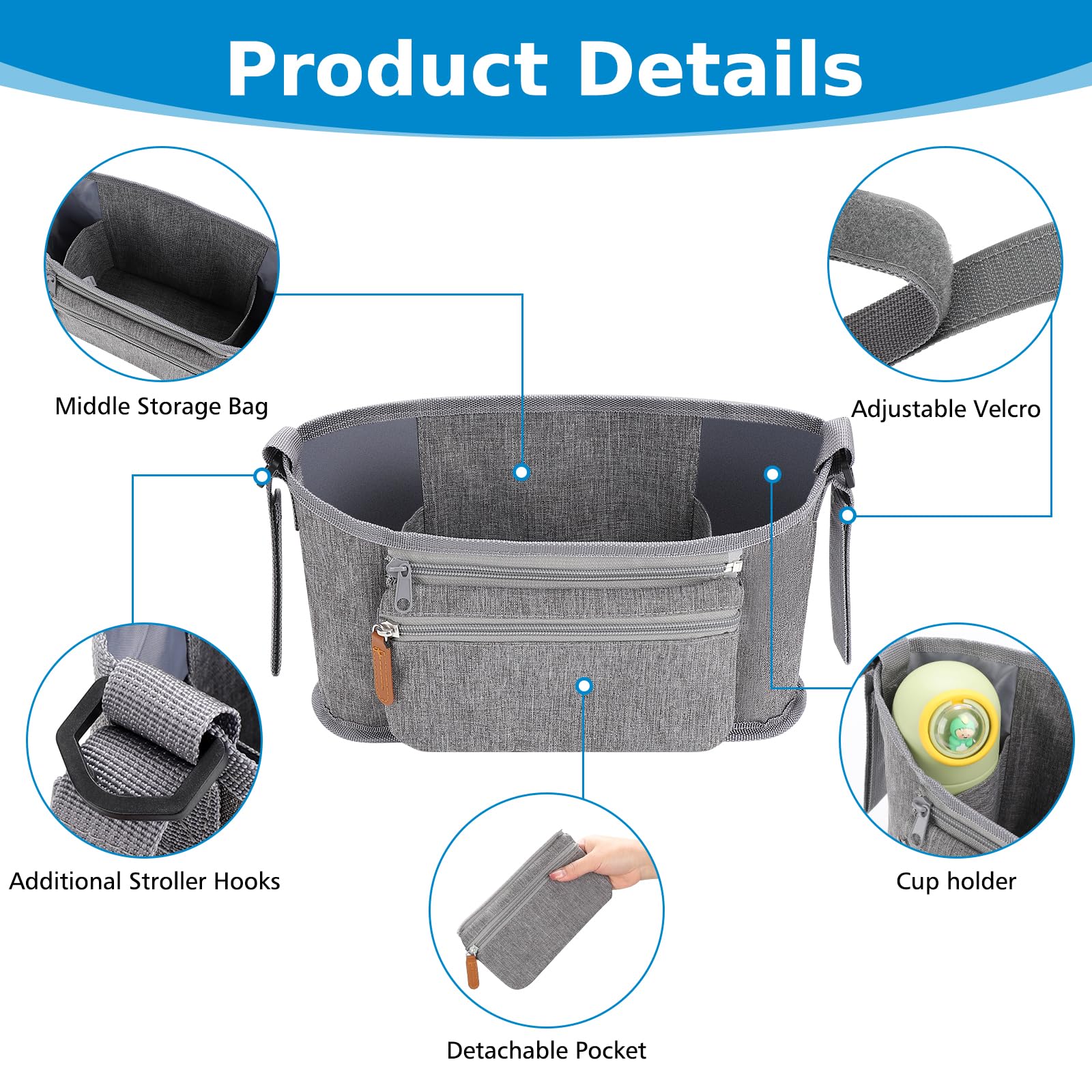 Accmor organizer side cup holders for bottles and drinks.