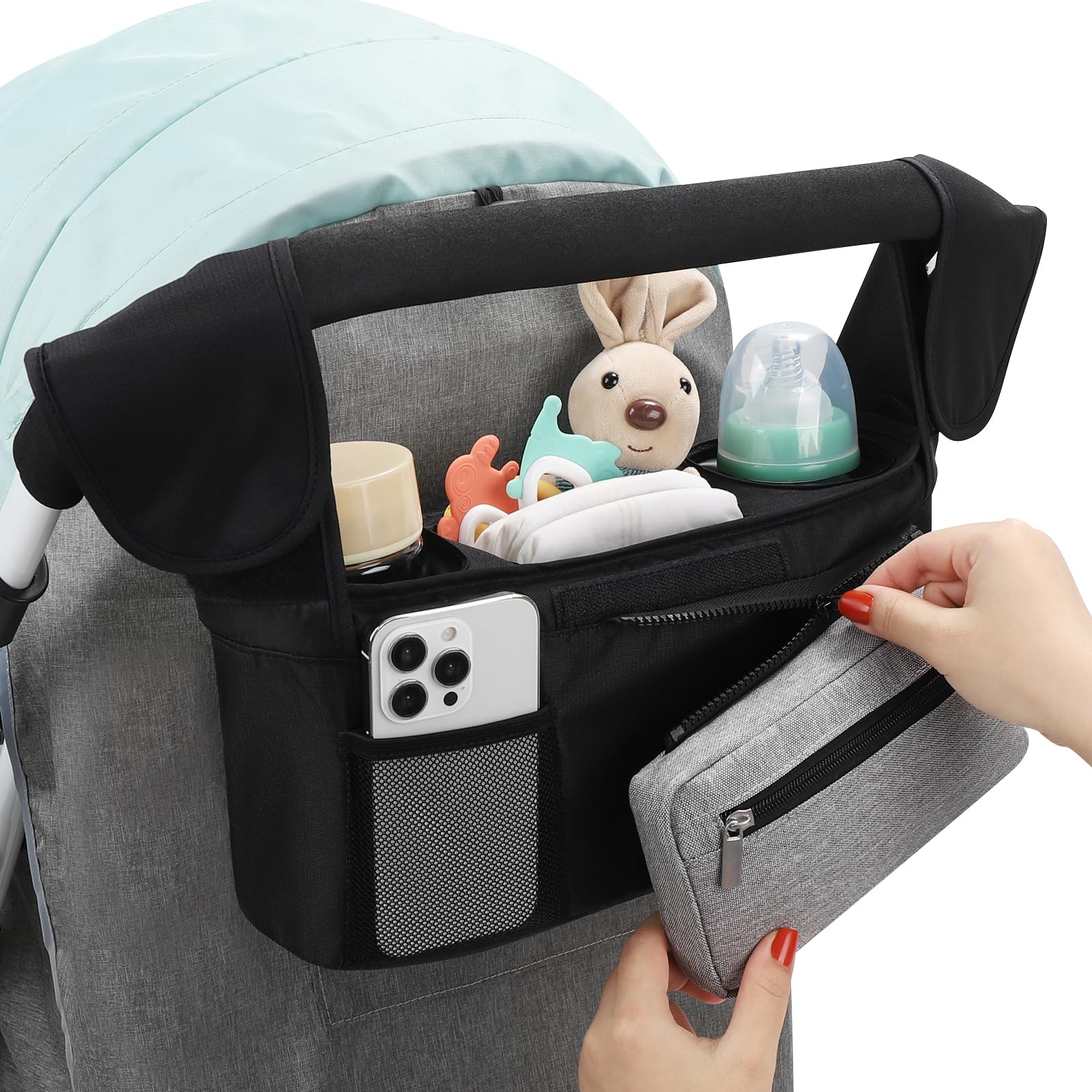 Accmor stroller organizer with adjustable velcro strap fits many stroller models