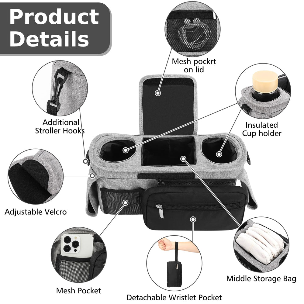 Accmor fits Uppababy, Britax and other strollers with an adjustable Velcro strap.