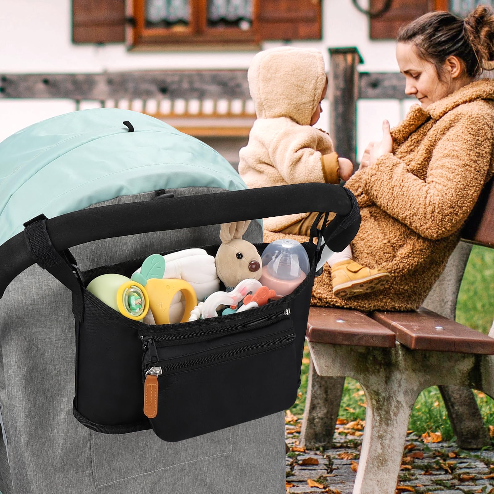 Accmor adjustable Velcro strap secures the organizer to any stroller.