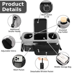 Accmor fits Uppababy, Britax and other strollers with an adjustable Velcro strap.