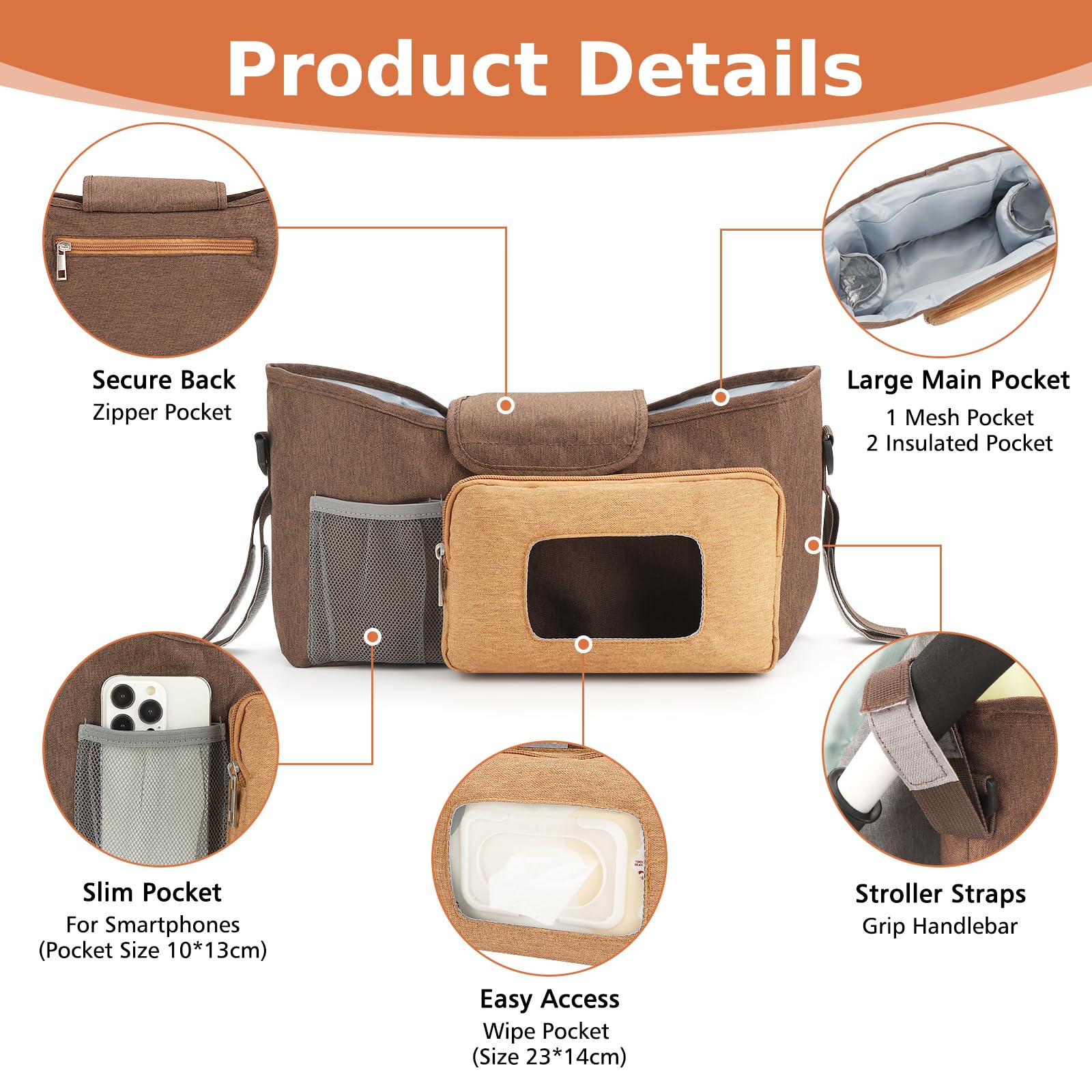 Accmor organizer wipe pocket provides quick access to wipes on the go.