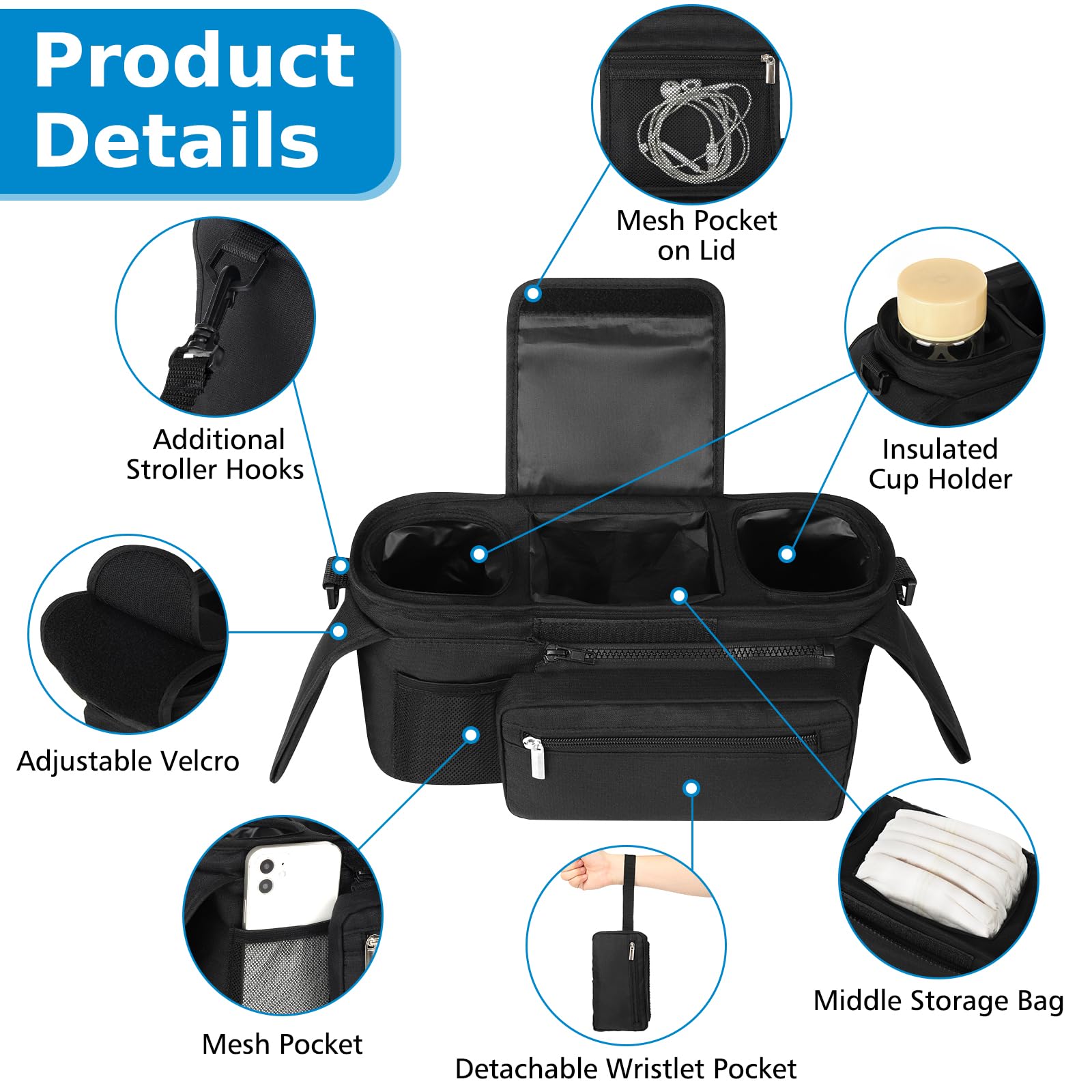 Accmor wristband pocket on the organizer provides quick-access storage.