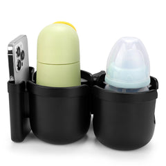 Accmor 2-in-1 cup and phone holder on a stroller enables hands-free navigation.