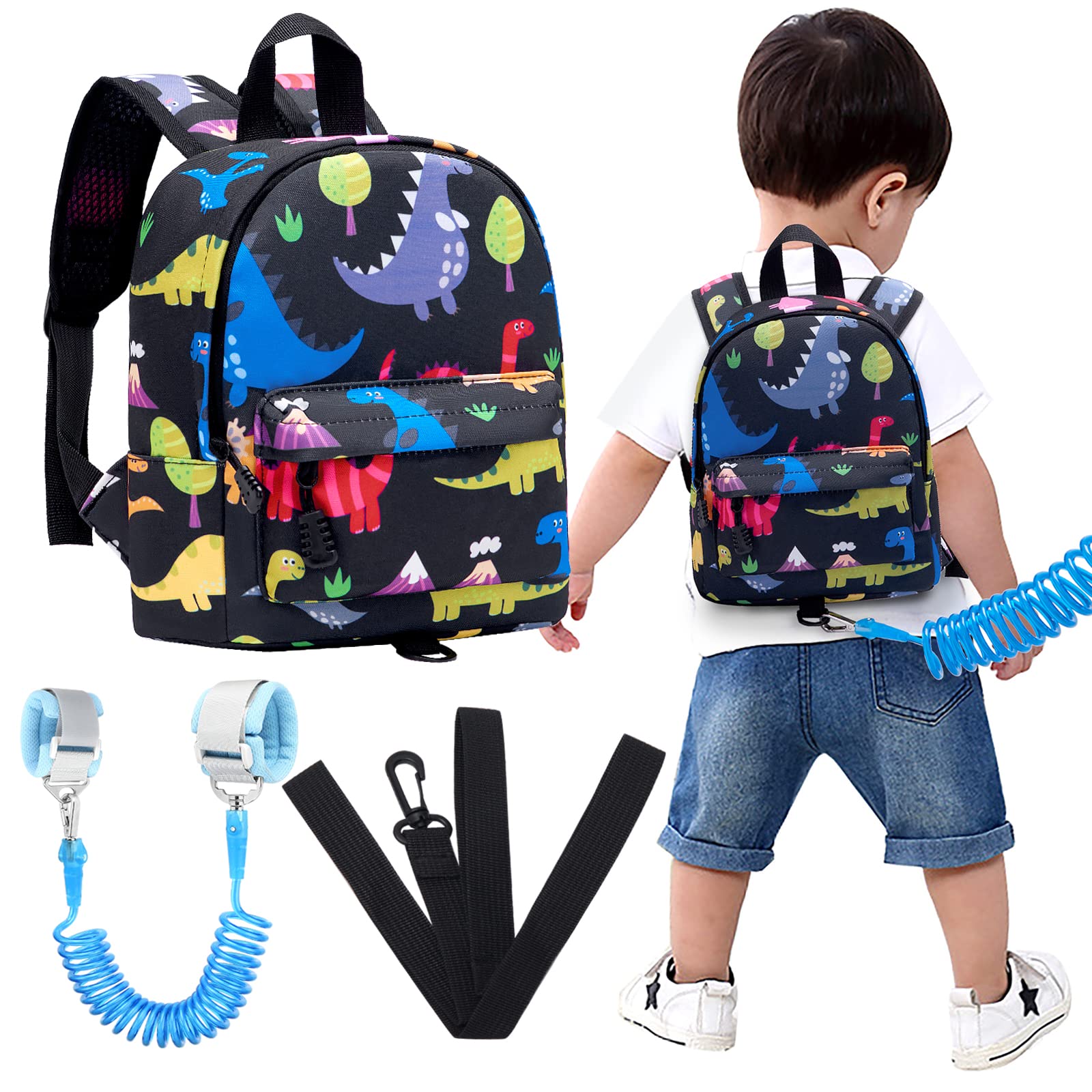 Accmor toddler backpack with dino pattern for compact kid storage.