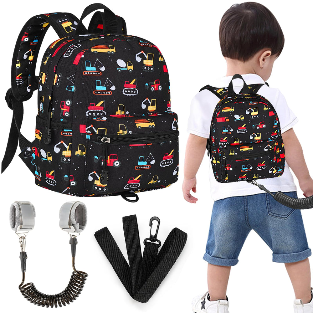 Accmor toddler backpack harness with excavator pattern for secure supervision.
