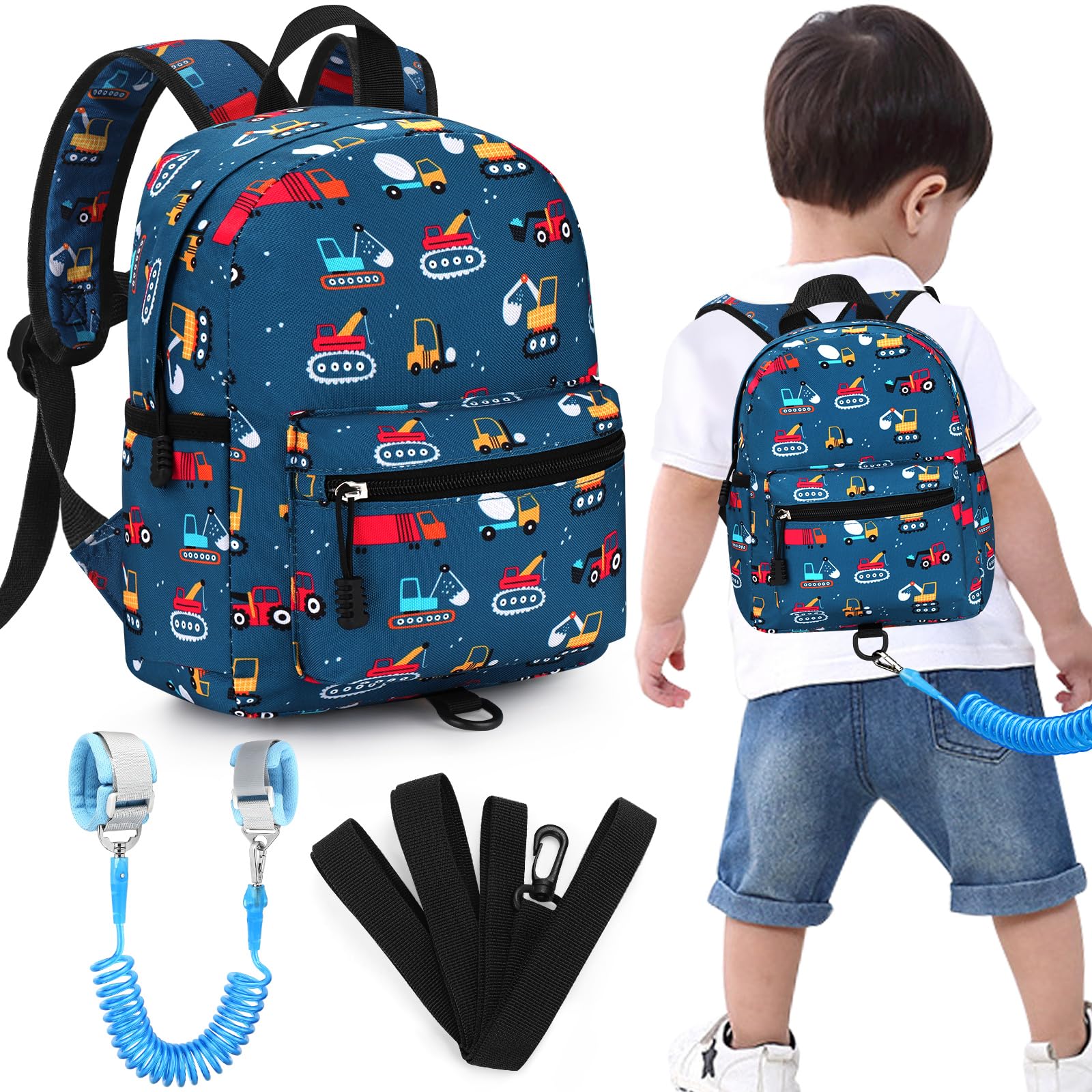 Accmor toddler backpack with excavator pattern for safe outings