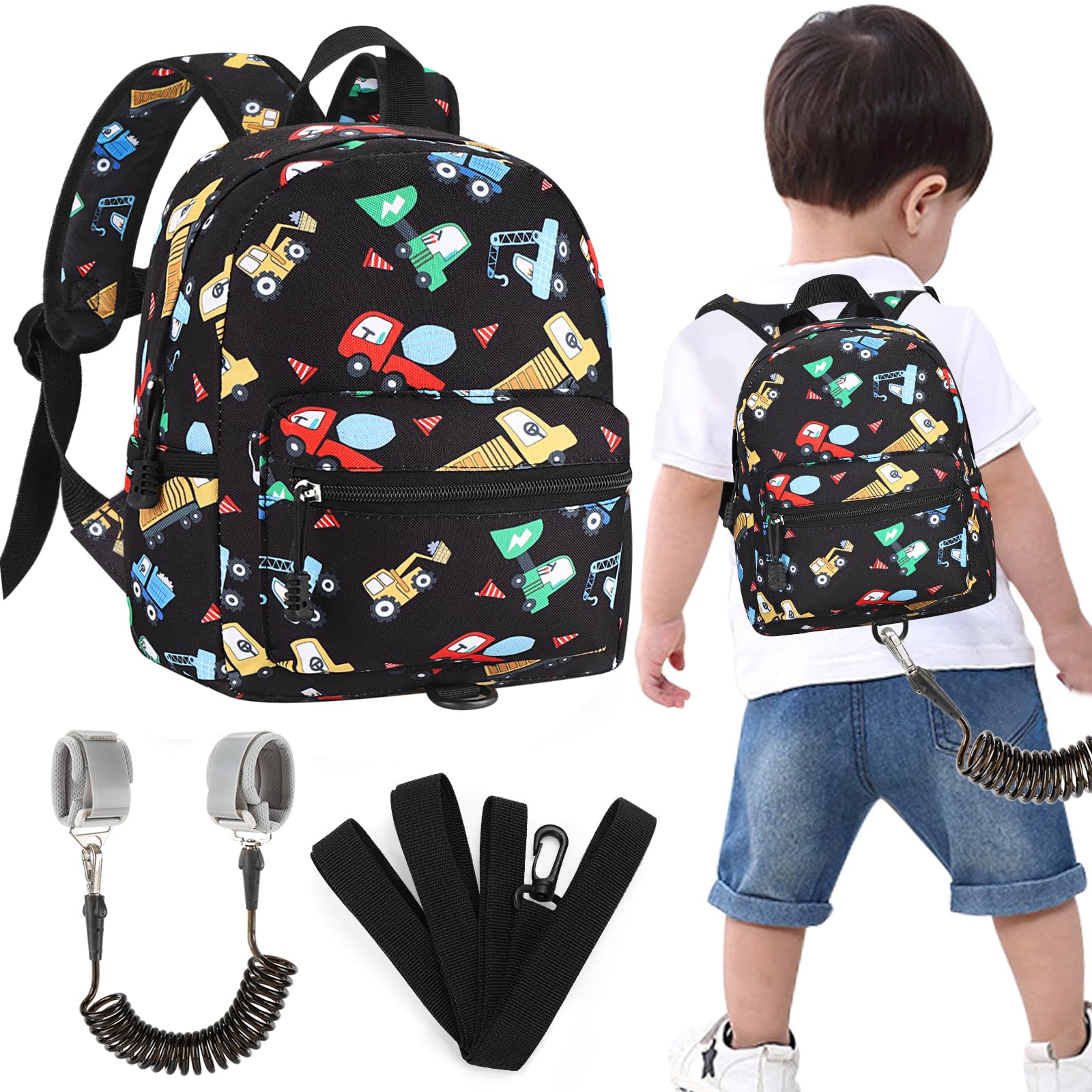 Accmor toddler harness backpack with excavator pattern for safe, independent exploration