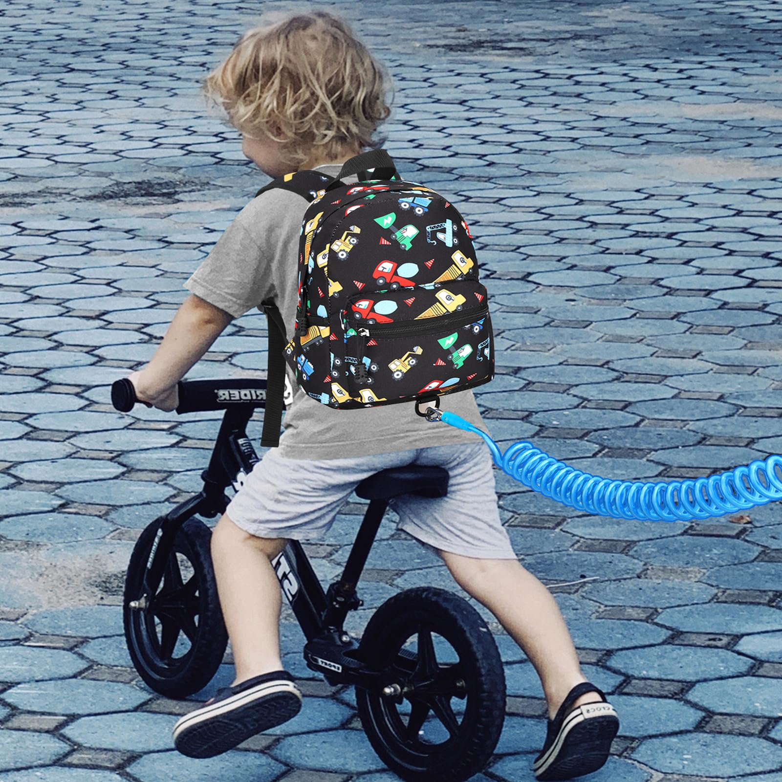Multi-use design supports wearing as a backpack, leash, or wrist link.