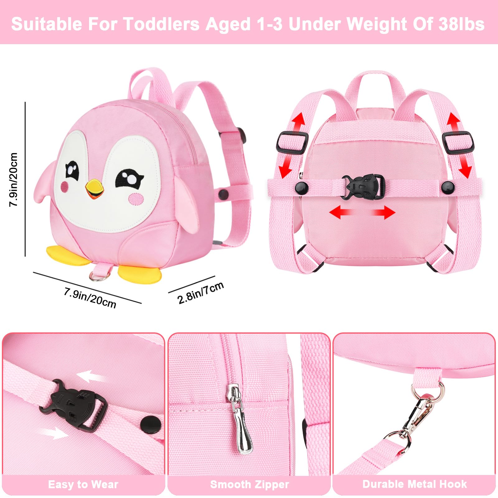 Accmor toddler harness backpack worn as backpack with adjustable strap for comfort.
