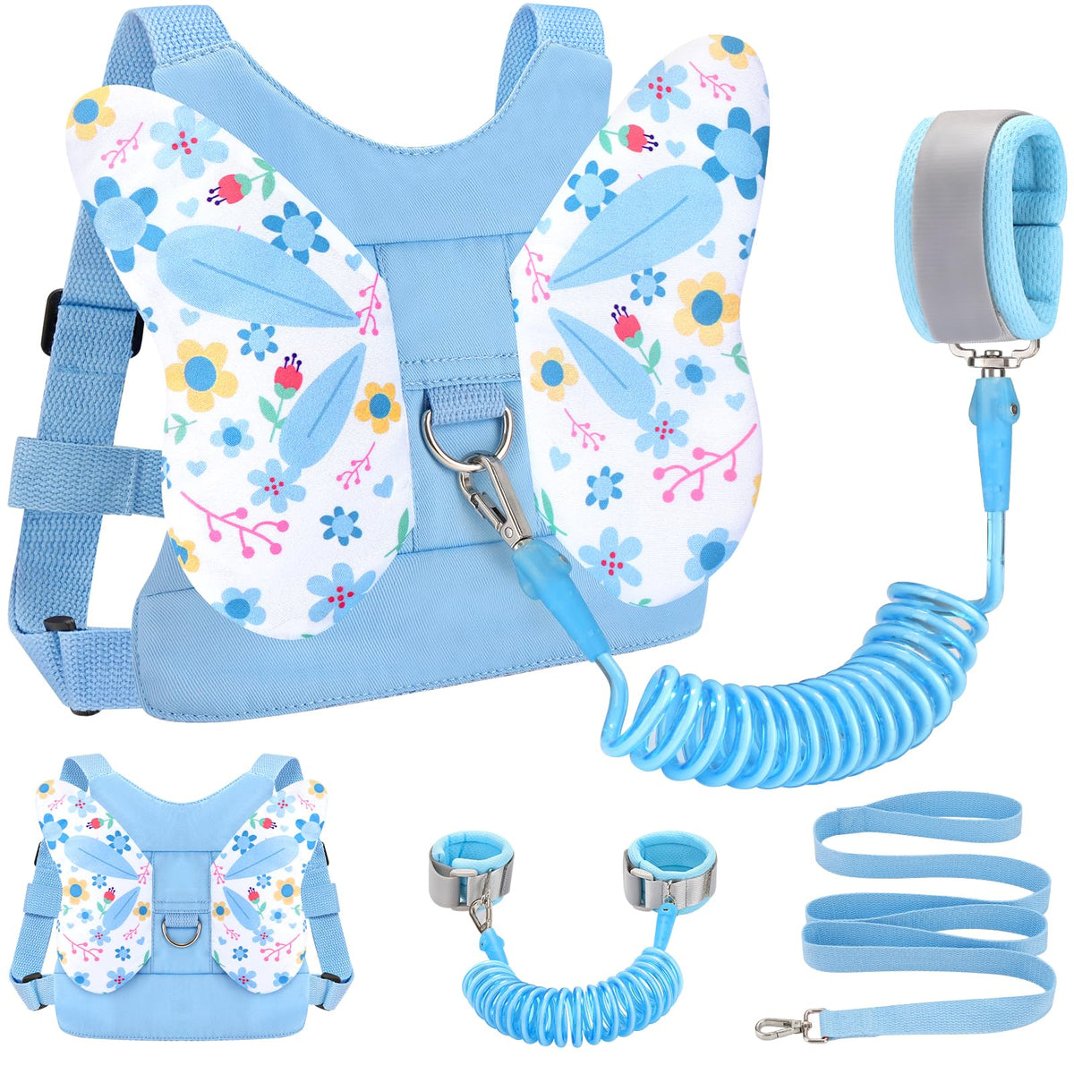 Accmor toddler harness with butterfly pattern and front pocket for snacks and essentials.