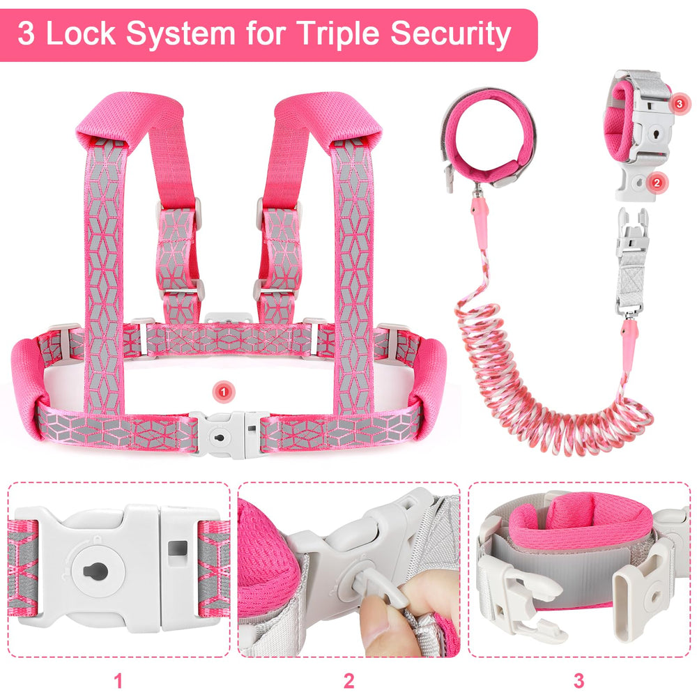 Accmor anti-lost wrist link on harness keeps child close with secure connection.