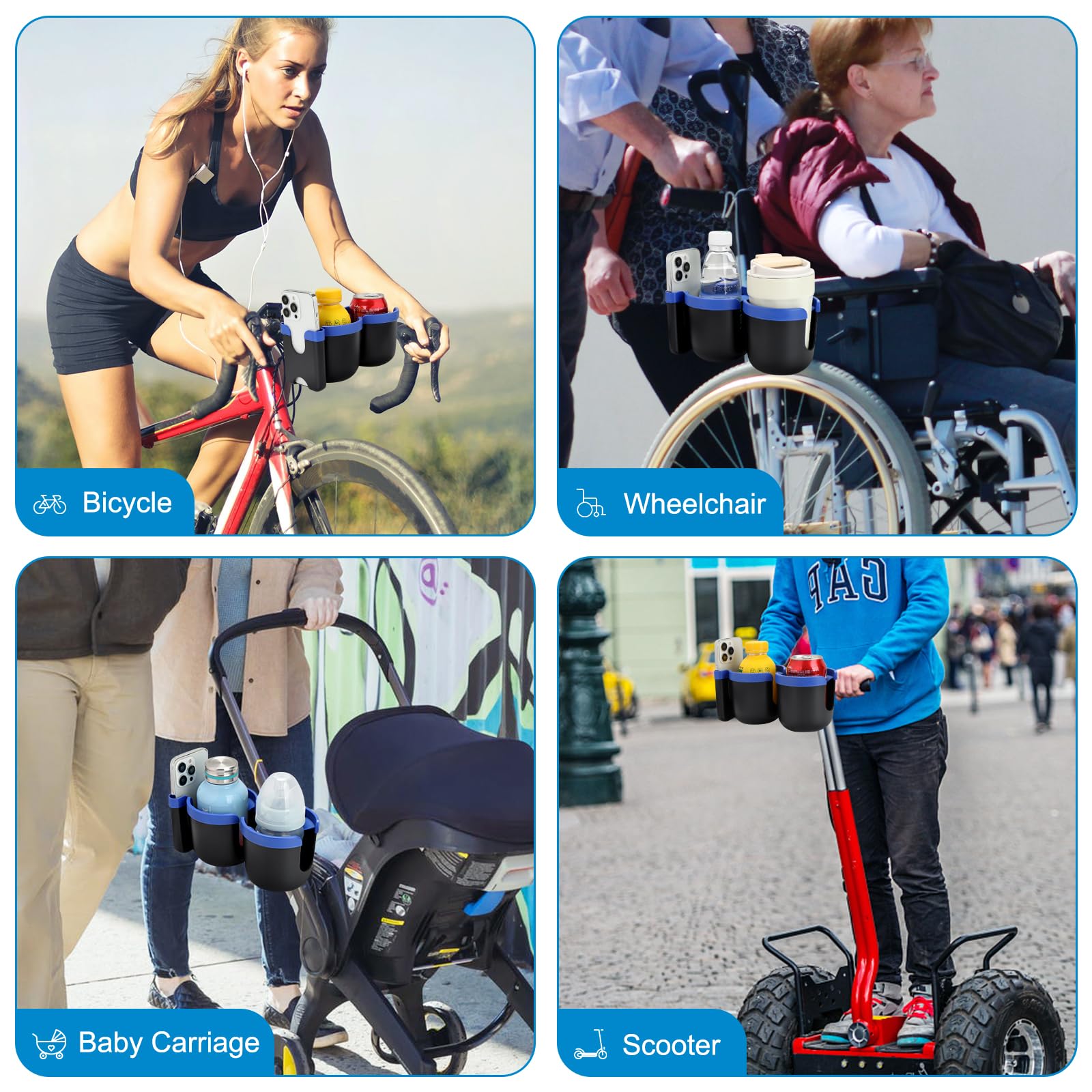 Accmor universal compatibility suits strollers, bikes, wheelchairs, and more.