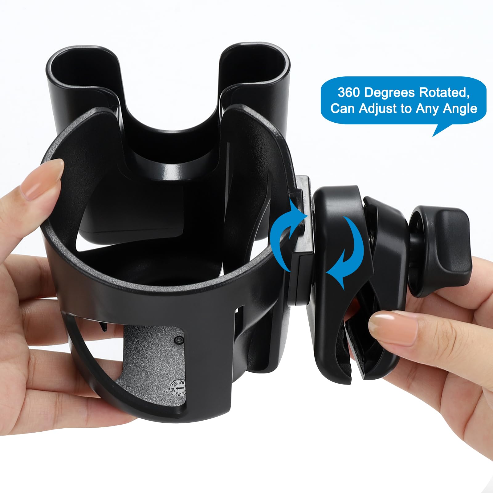 Accmor cup holder mounted on bike enables hands-free hydration.