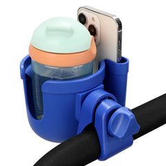 Accmor universal clip-on cup holder secures diverse bottles on various bars.