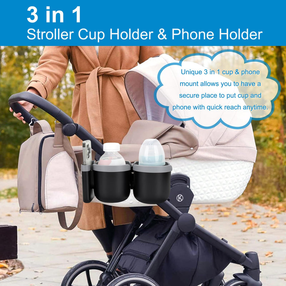 Accmor universal cup holder for strollers and bikes fits many handlebars securely.