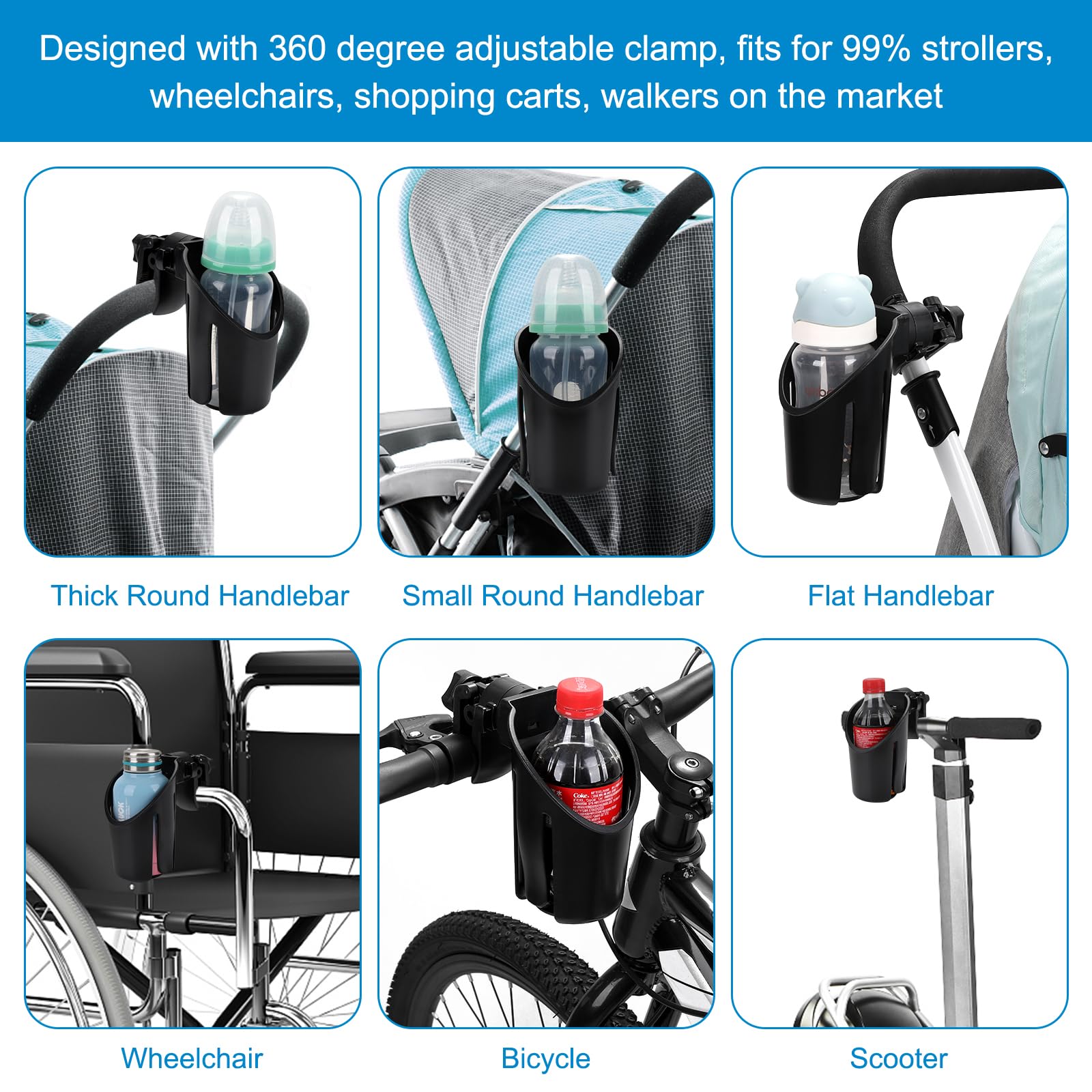 Accmor universal cup holder for stroller requires no tools for installation.