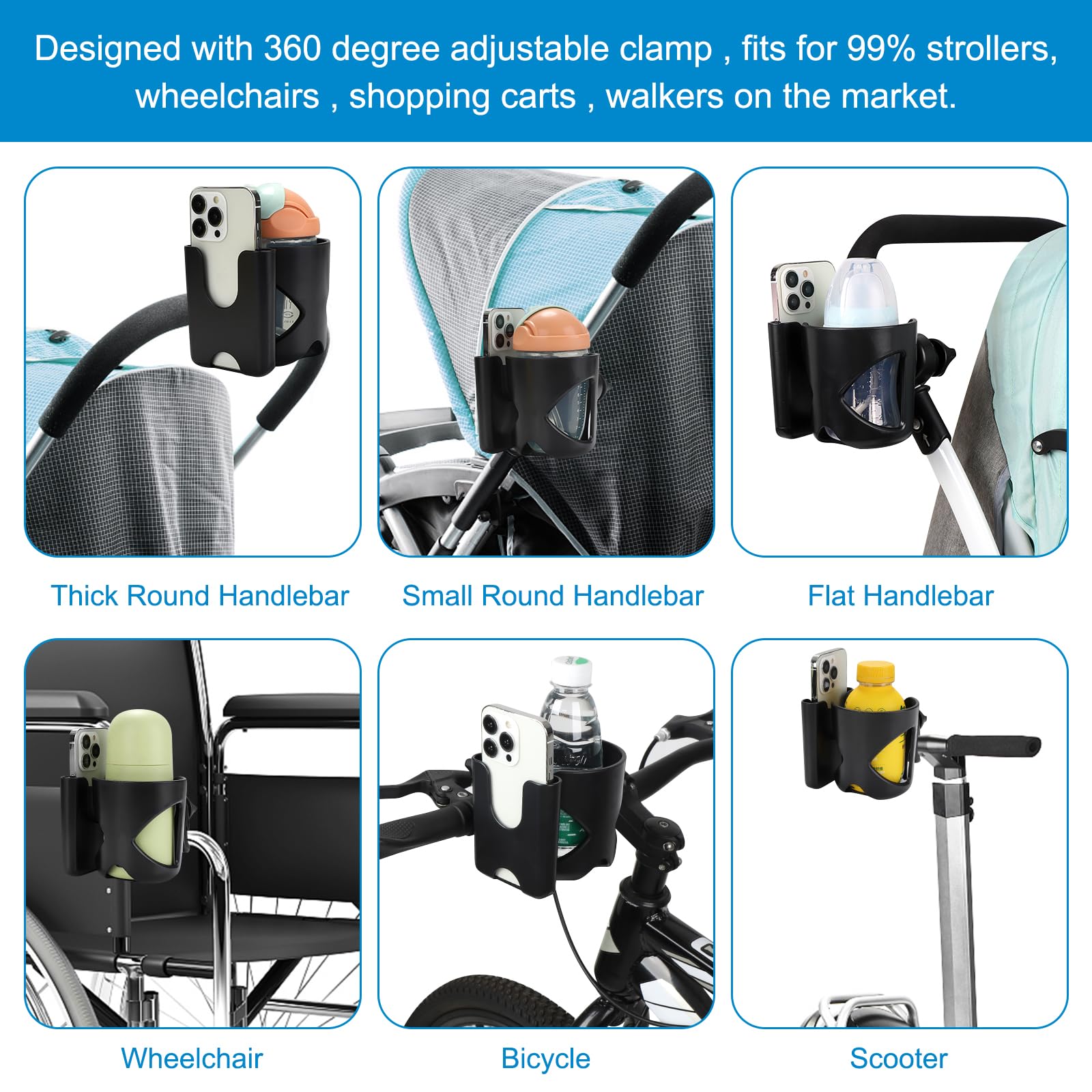 Accmor wheelchair-compatible cup holder keeps beverages within reach.