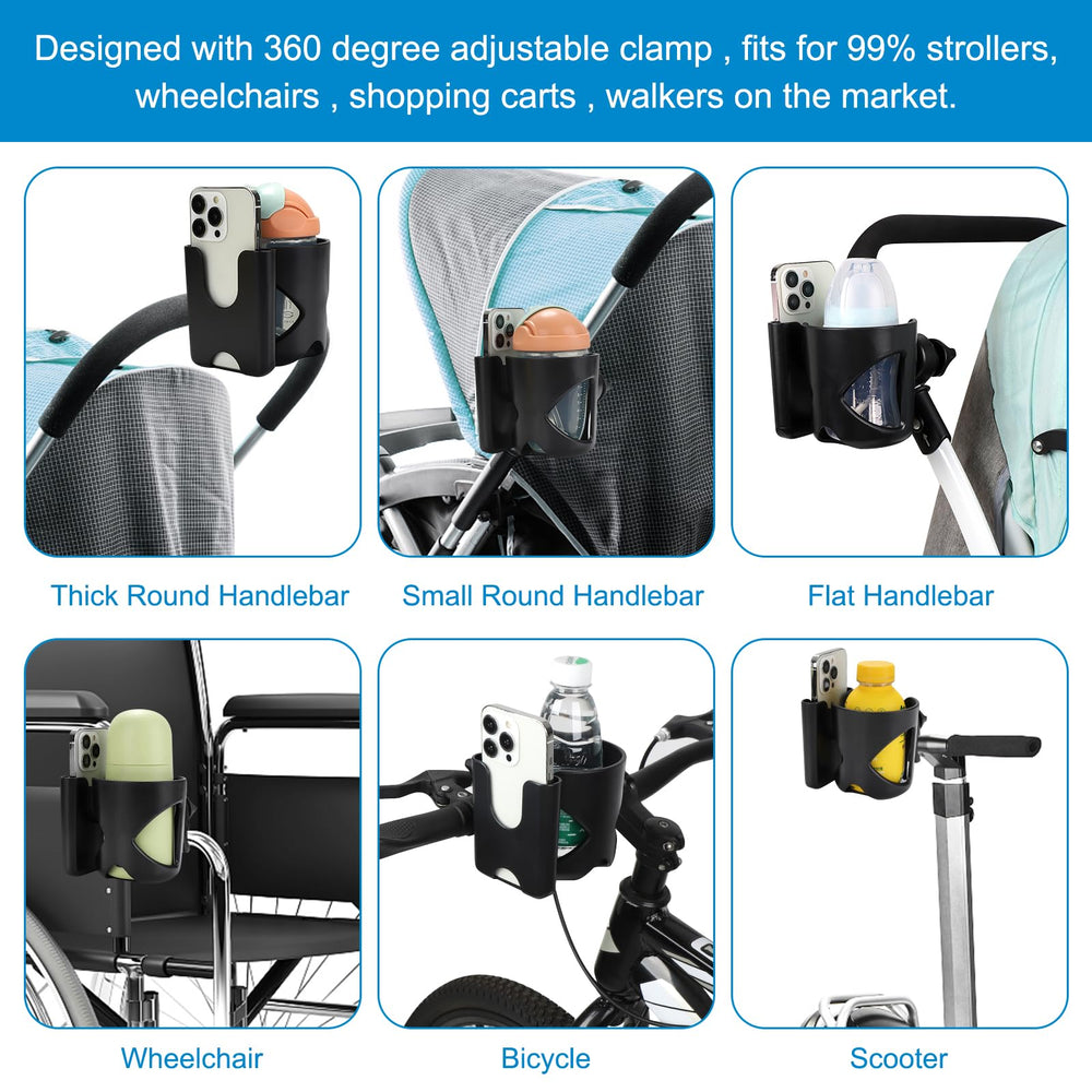 Accmor wheelchair-compatible cup holder keeps beverages within reach.
