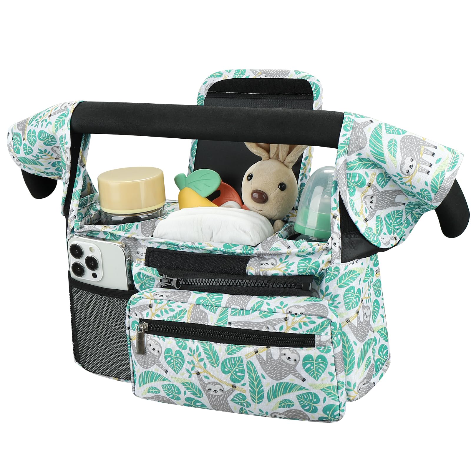 Accmor universal stroller organizer with dual cup holders for bottles on the go.