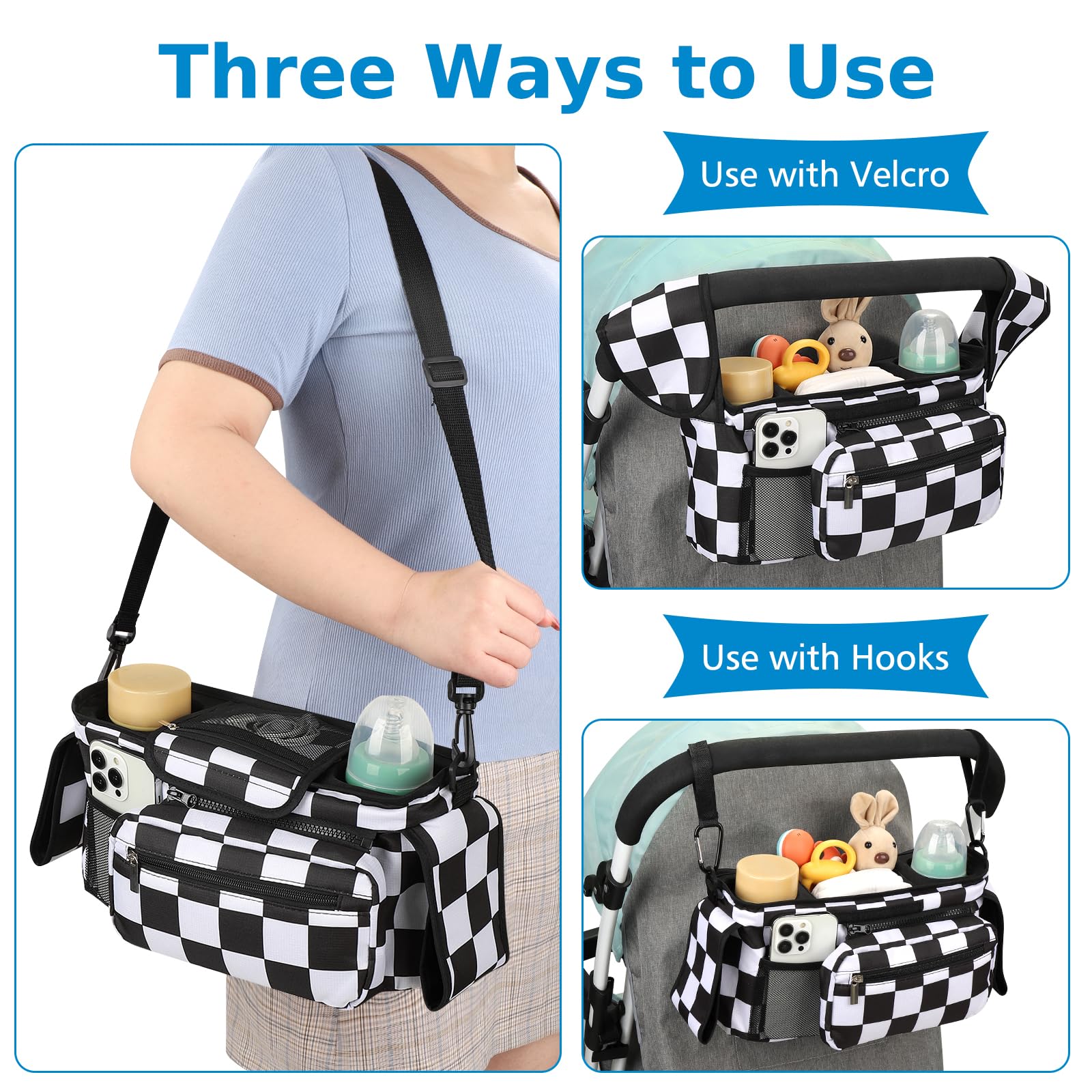 Accmor universal stroller organizer detachable wristband pocket for quick phone access