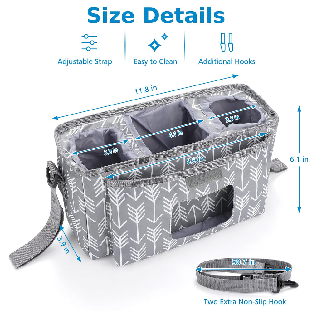 Accmor stroller organizer keeps essentials within easy reach during outings.