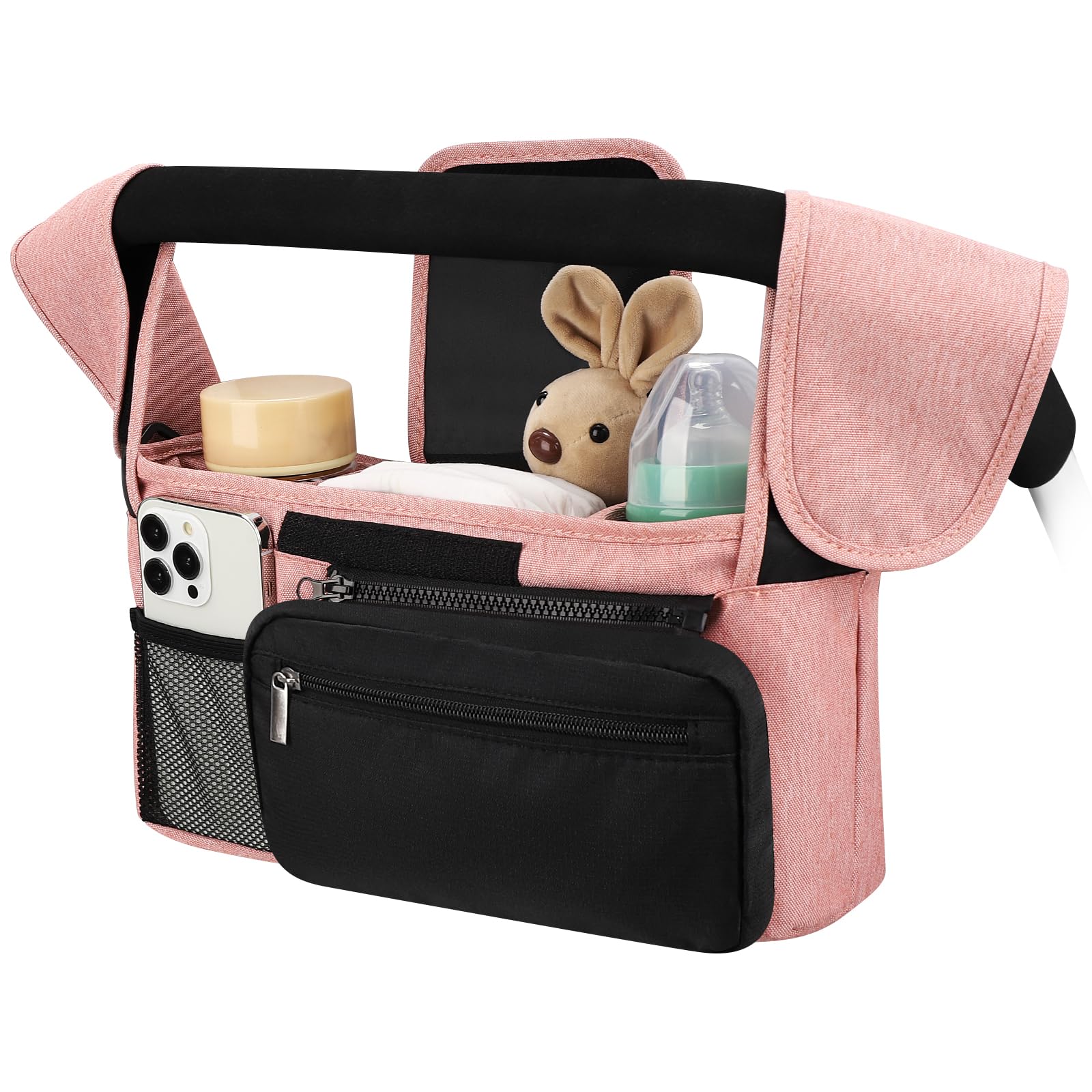 Accmor universal stroller organizer with insulated cup holders for bottles and snacks.