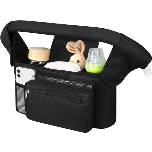 Accmor universal stroller organizer with dual insulated cup holders keeps drinks within easy reach.