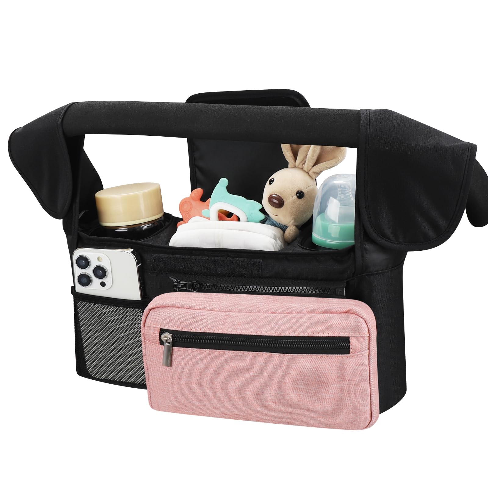 Accmor universal stroller organizer with left insulated cup holder keeps drinks cool for outings