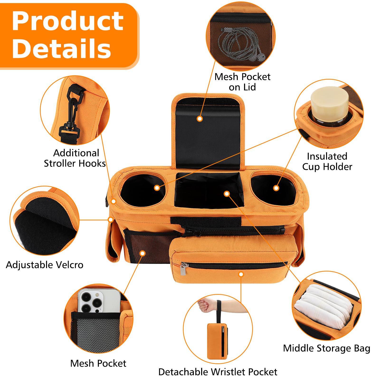 Accmor organizer features a mesh wristband pocket for quick device access