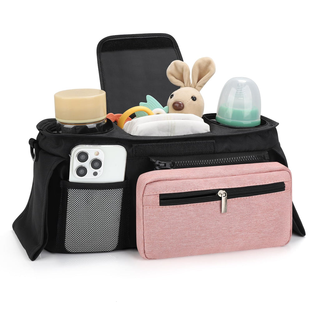 Accmor stroller organizer middle storage compartment holds diapers and wipes for quick access