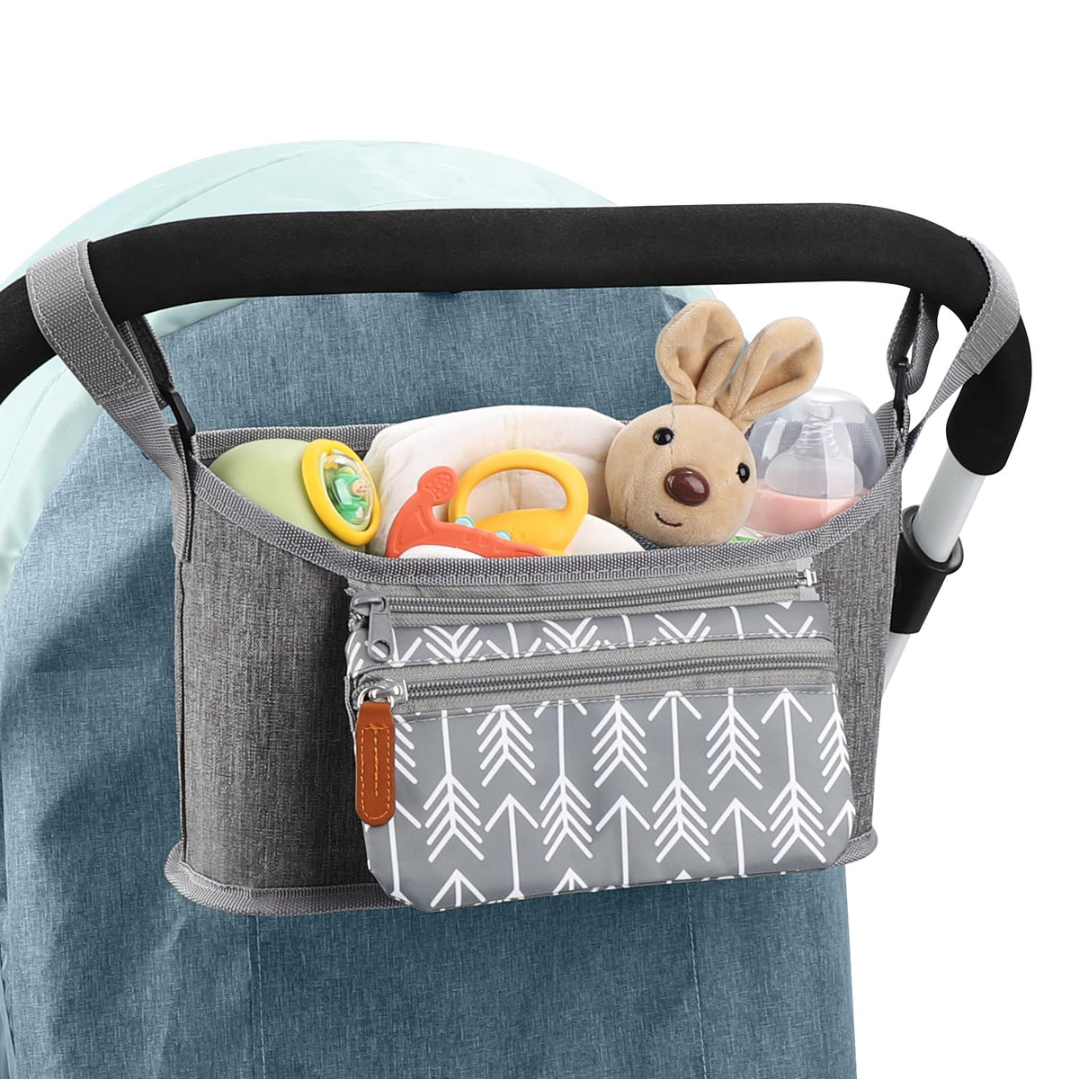 Accmor universal stroller organizer mounted on a stroller for quick access