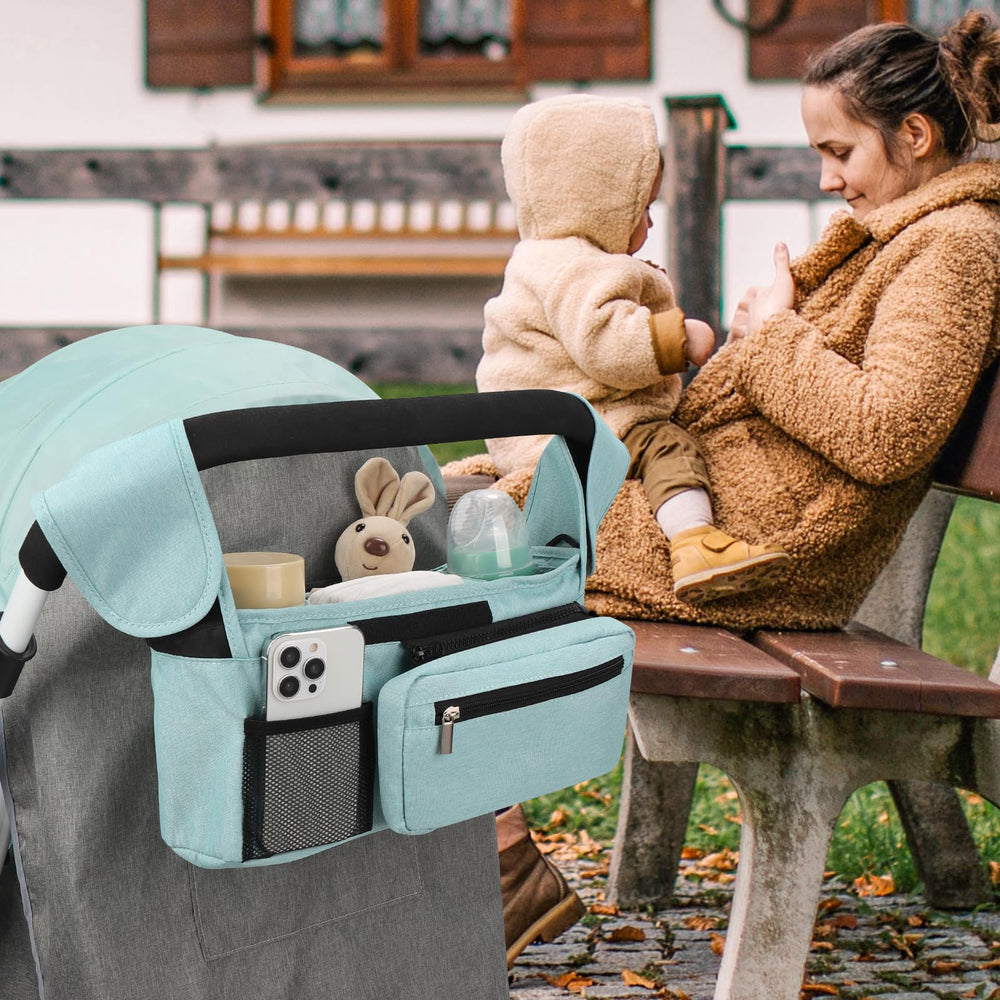 Accmor adjustable strap demonstrates secure attachment to strollers