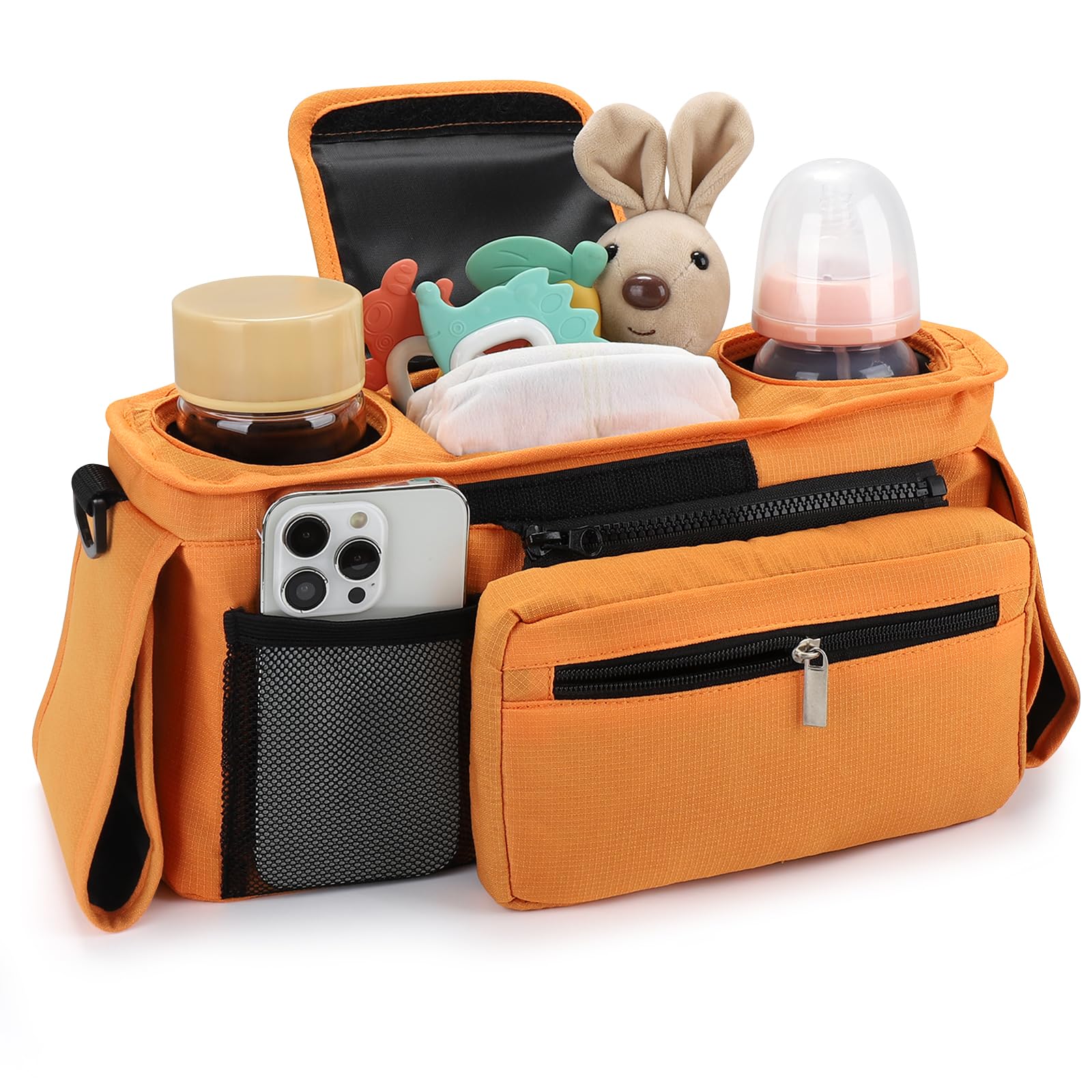 Accmor stroller organizer with shoulder strap enables hands-free carrying