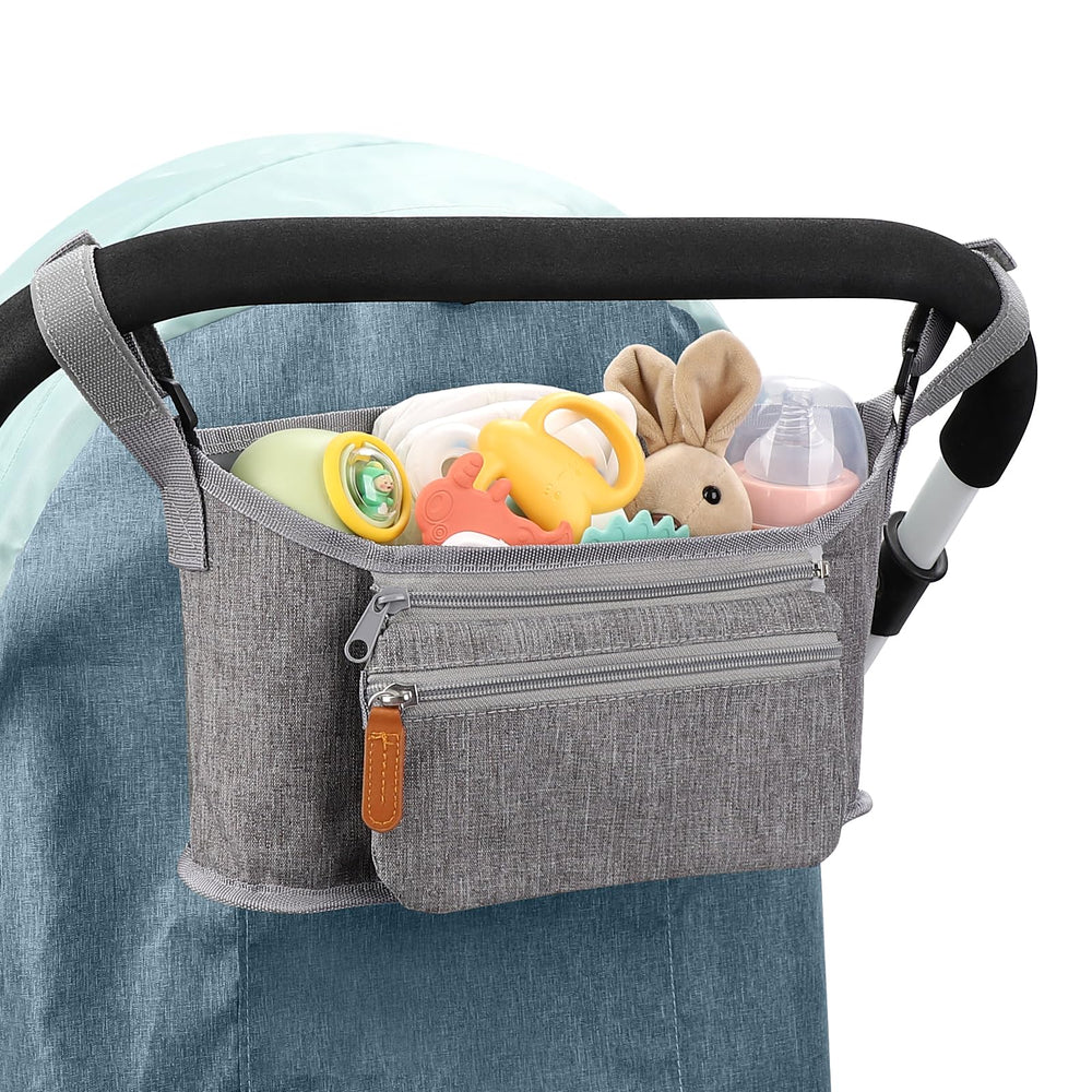 Accmor universal stroller organizer with strap attachment keeps essentials within reach.