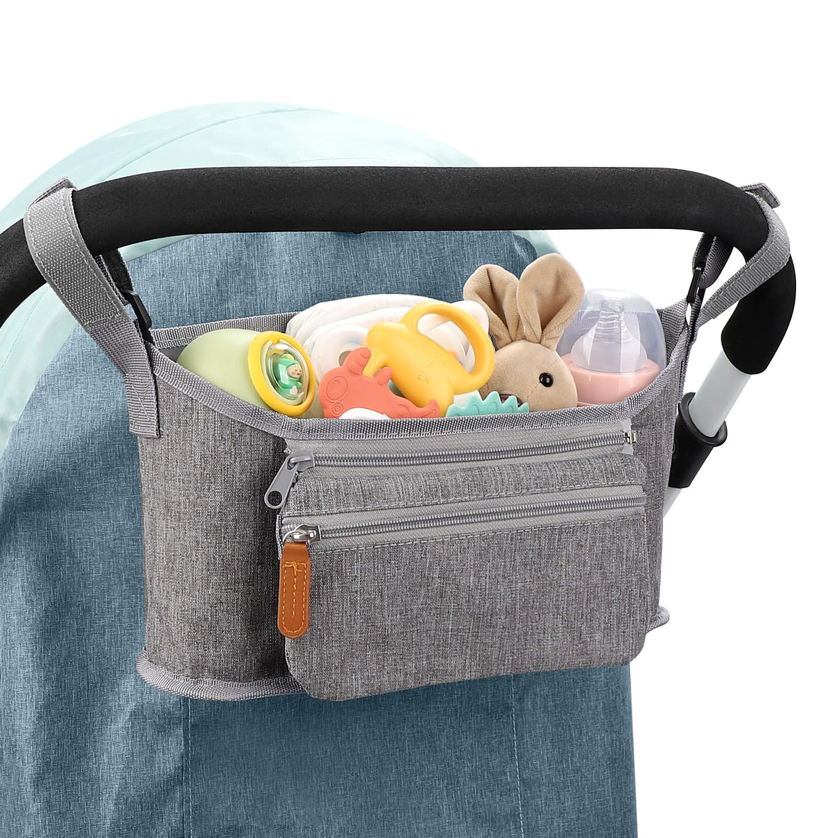 Accmor universal stroller organizer with strap attachment keeps essentials within reach.