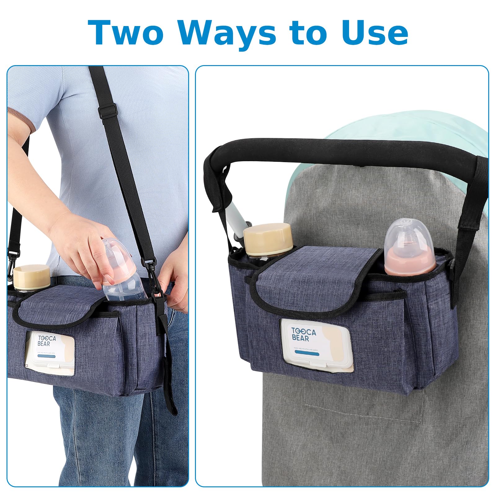 Accmor organizer strapped to a stroller demonstrates easy attachment and secure fit.