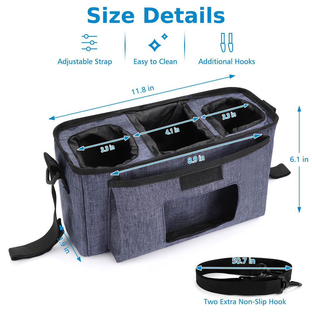 Accmor stroller organizer features waterproof interior for easy wipe-downs.