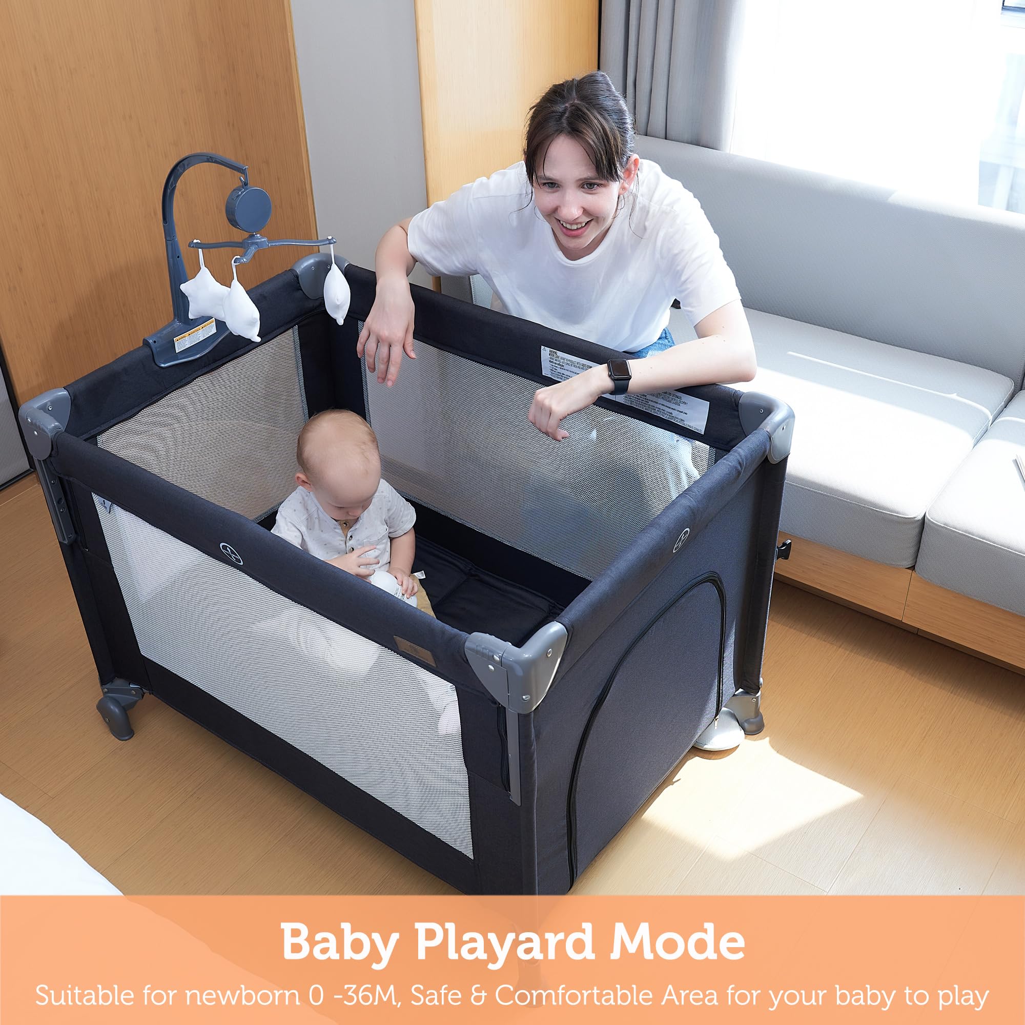 ACCOMBE 360-degree breathable mesh sides promote airflow and supervision
