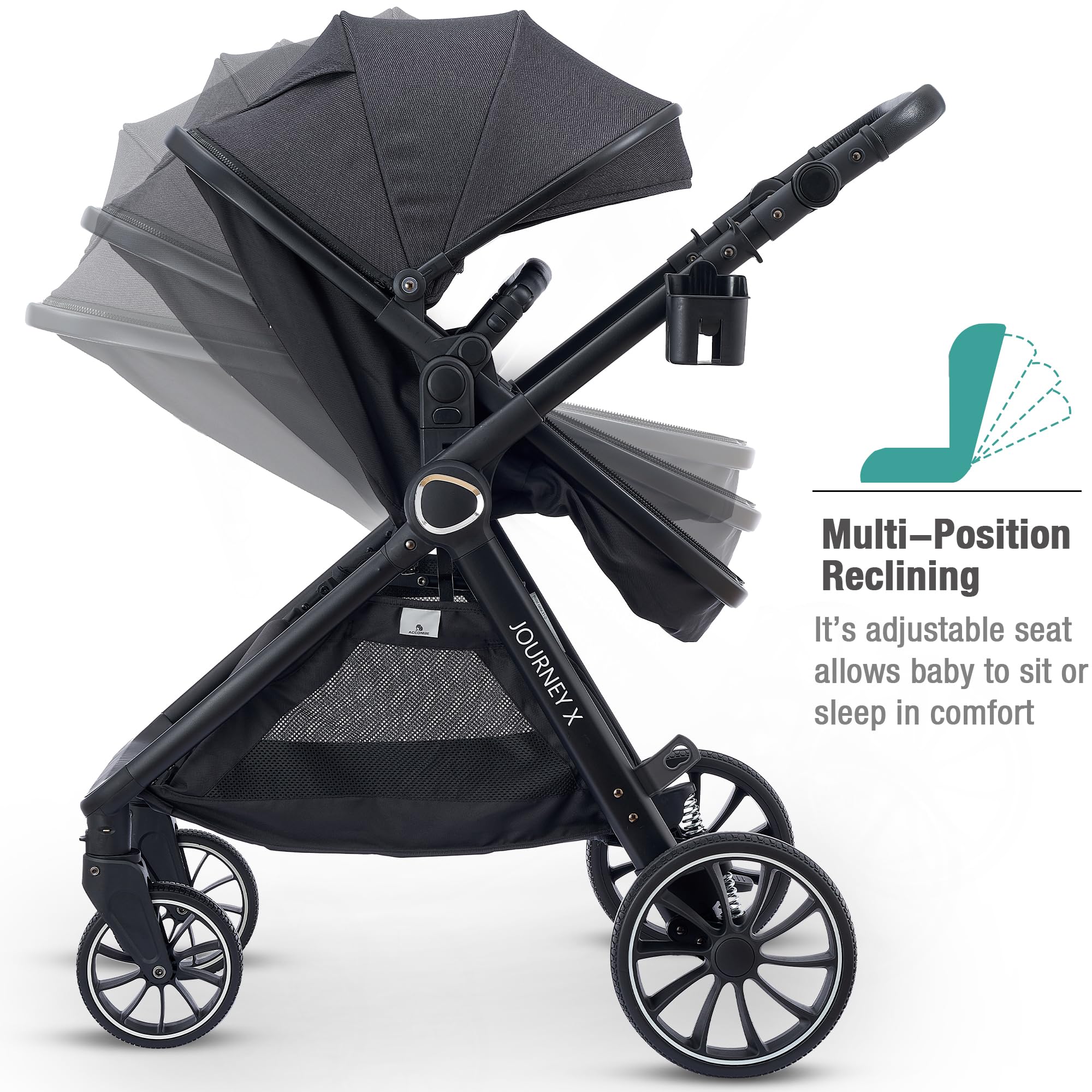 ACCOMBE adjustable canopy shields sun while keeping air flowing
