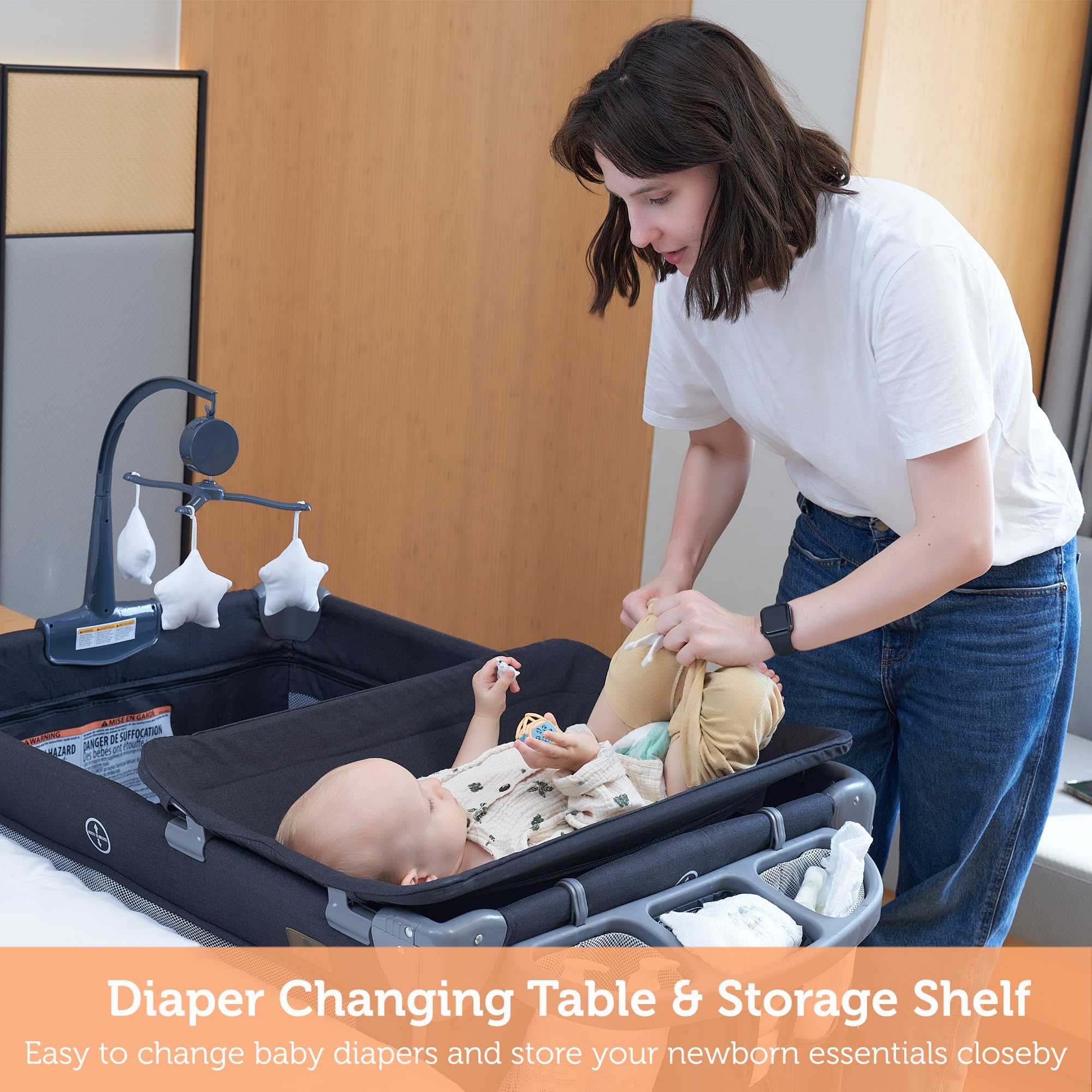 ACCOMBE diaper changing station with secure changing area