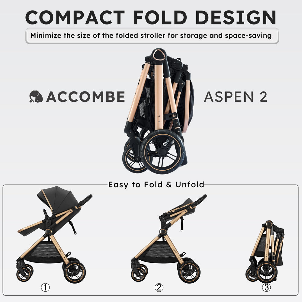 Accombe compact fold design enables easy travel and storage