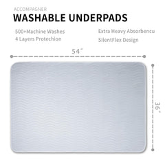 Accompagner absorbent core bed pad; quick absorb and stay dry.