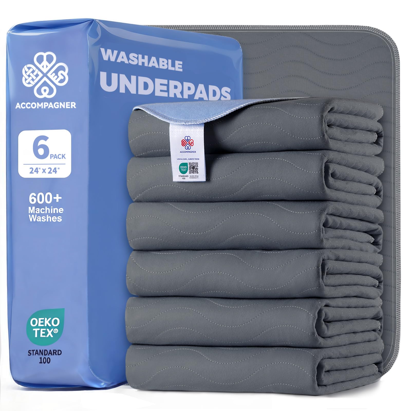 Accompagner waterproof reusable pee pad for dogs 24x24 keeps beds dry