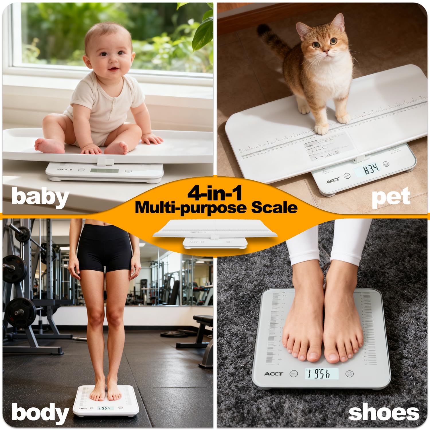 ACCT scale supports up to 396 lbs for babies and pets.