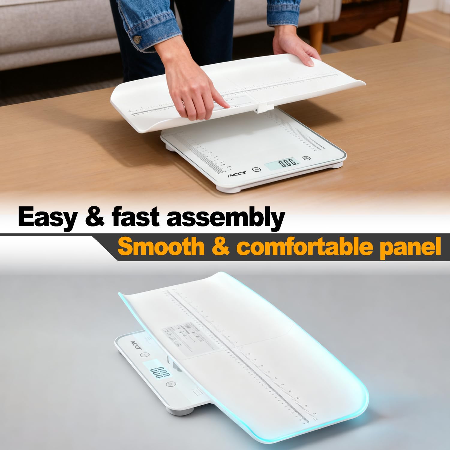 ACCT scale hold function preserves measurement for easy reading.
